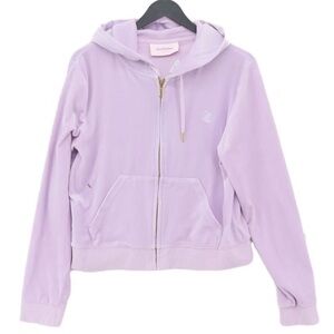 Juicy Couture Classic Velour Zip Hoodie in Lilac